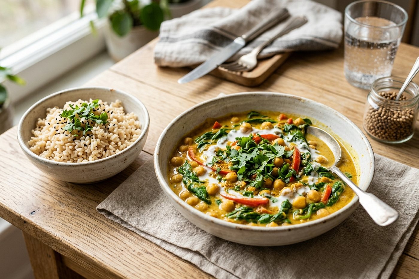 Curry de pois chiches et épinards