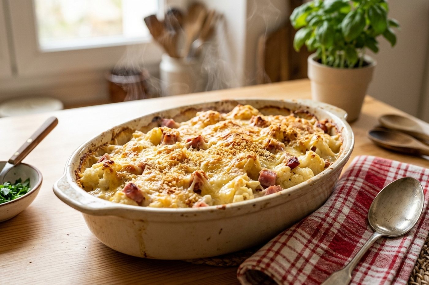 Gratin de chou-fleur au jambon