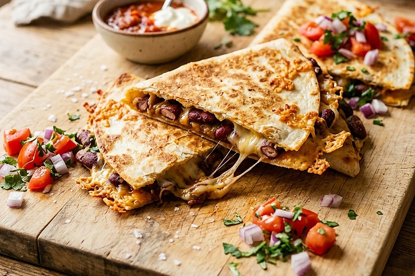 Quesadillas haricots rouges et fromage